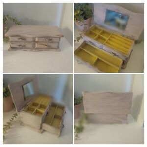 Vintage Upcycled Pink Shabby Chic Woman's Jewelry Box